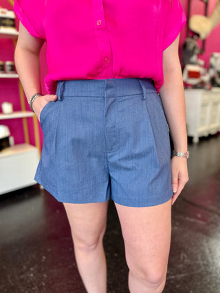 Indigo High Waisted Shorts