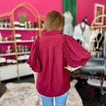 Maroon Bubble Sleeve Top