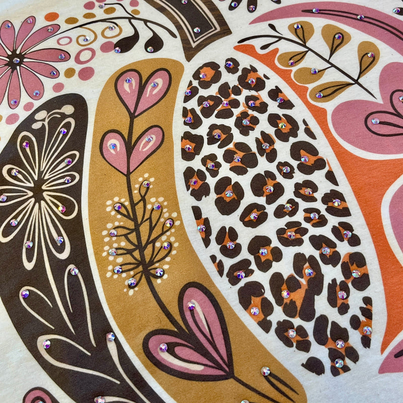 Floral Pumpkin Bling Tee