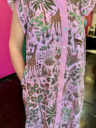 Pink Safari Print Maxi Dress