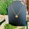 Small Gold Heart Ball Chain Heart Necklace - Water Resistant