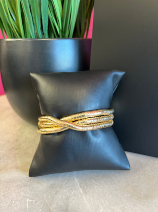 Gold Snake Stretch Bracelet Set