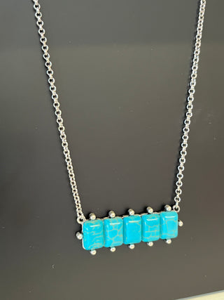Faux Turq 5 Bar Necklace