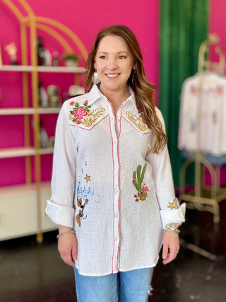 Palmona White Embroidery Top