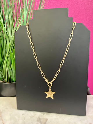 Muted Gold Star & Chain Necklace