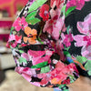 Black Bright Floral Print Chiffon Top