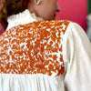 Jane Burnt White & Burnt Orange Top