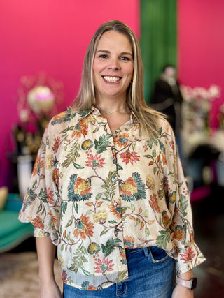 Fran Fall Tone Floral Top
