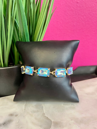 Too Chic Rectangle Denim Blue Crystal Bracelet