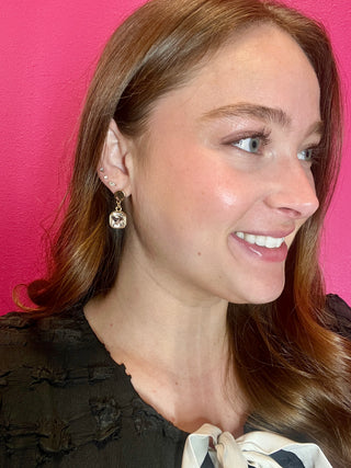 Small Crystal Square Dangle Earrings