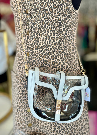 White & Clear Saddle Bag Purse