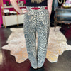 Leopard & Maroon Belt Barrel Jean