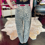 Leopard & Maroon Belt Barrel Jean