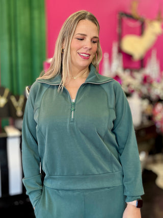 Emerald Green Essentials Zip Pullover