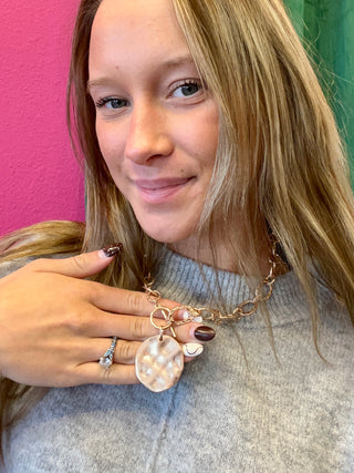 Muted Gold Hammered Circle Link Necklace