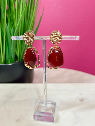 Maroon & Gold Textured Earring