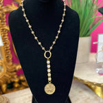 LNL Pyrite & Crystal Deer Lariat Necklace
