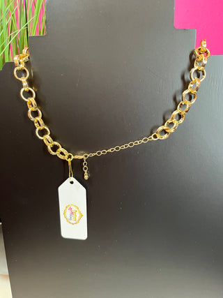 Gold Textured Oval Paperclip Necklace