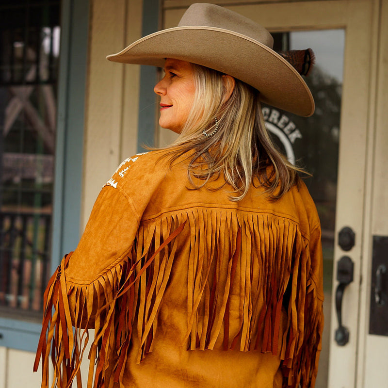 Camel Suede Fringe Jacket
