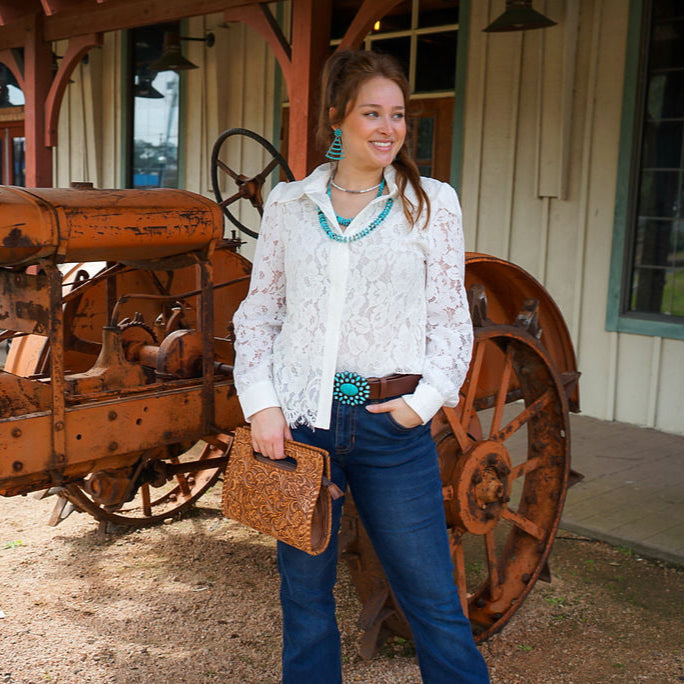 Austin Brown Leather Top Handle Purse