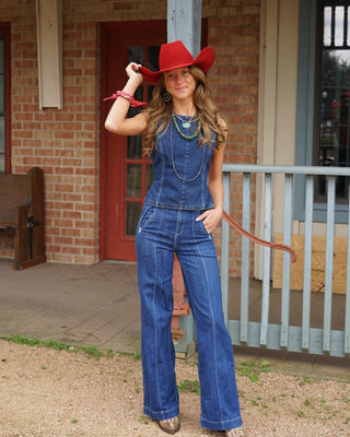 Denim Blue Open Back Top