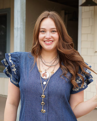 Caylee Dark Denim Ruffle Dress