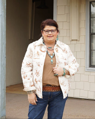 Get Western White Quilted Jacket