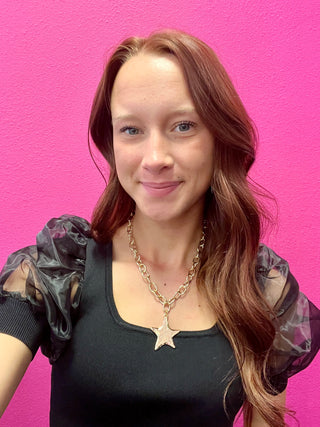 Shiny Gold Star & Chain Necklace