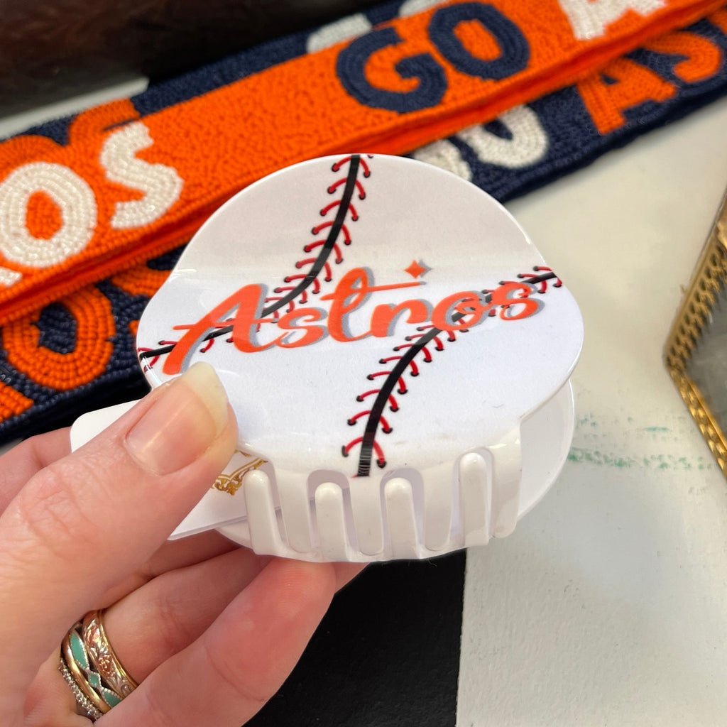 Astros White Baseball Hair Clip