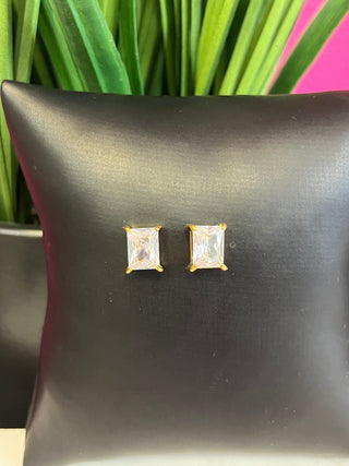 Avenn 18K Gold Emerald CZ Stud Earrings - Water Resistant