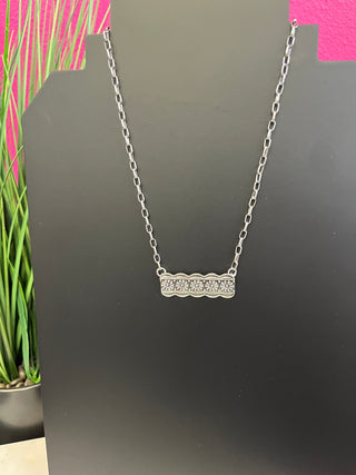 Silver Flower Bar Necklace