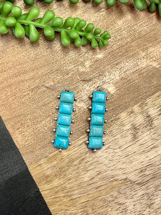 Turq 5Stone Long Bar Earring