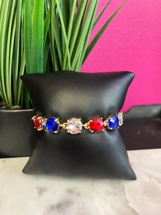 Too Chic Round Red, White, Clear Crystal Bracelet