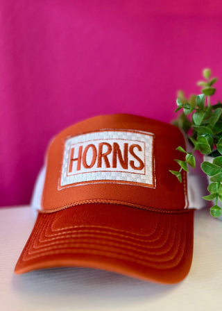 Horns Check Burnt Orange Trucker Hat
