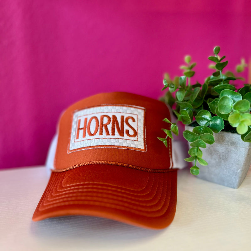 Horns Check Burnt Orange Trucker Hat