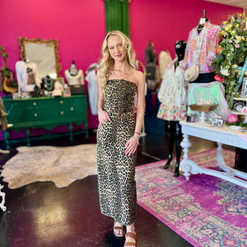 Ellison Brown Leopard Strapless Dress