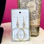 LNL Antique Gold Crystal Circle Earrings