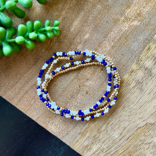 Royal Blue Mini Bead Gameday Bracelet Set