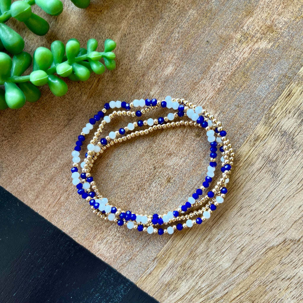 Royal Blue Mini Bead Gameday Bracelet Set