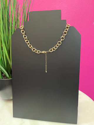 Kelly Green Enamel Circle Link Necklace