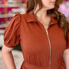 Rust Front Zip Dress