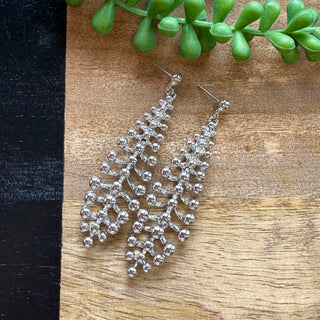 Silver Spine Long Dangle Earring