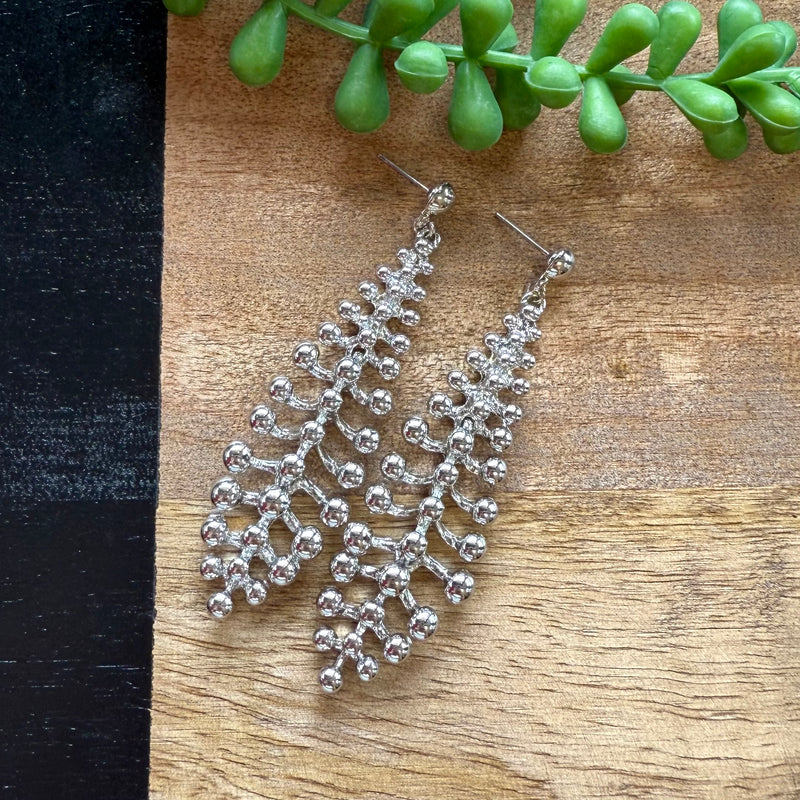 Silver Spine Long Dangle Earring