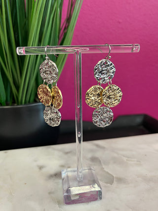 Mixed Metal Hammered 4 Circle Earrings