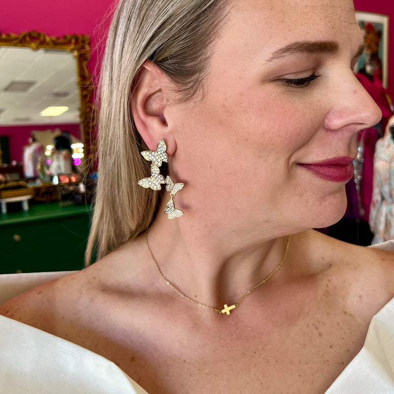Crystal Butterfly Dangle Earrings