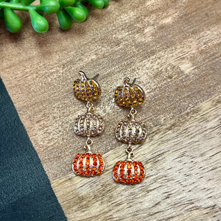 3 Crystal Pumpkin Dangle Earring