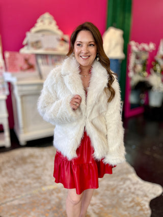 Ivory Faux Minky Fur Short Jacket