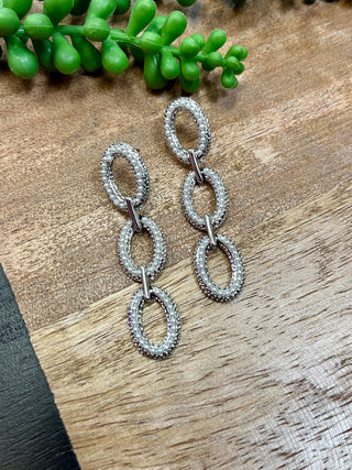 Silver & Pearl 3 Link Earrings