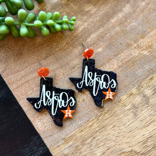 Astros Glitter Texas Acrylic Earrings