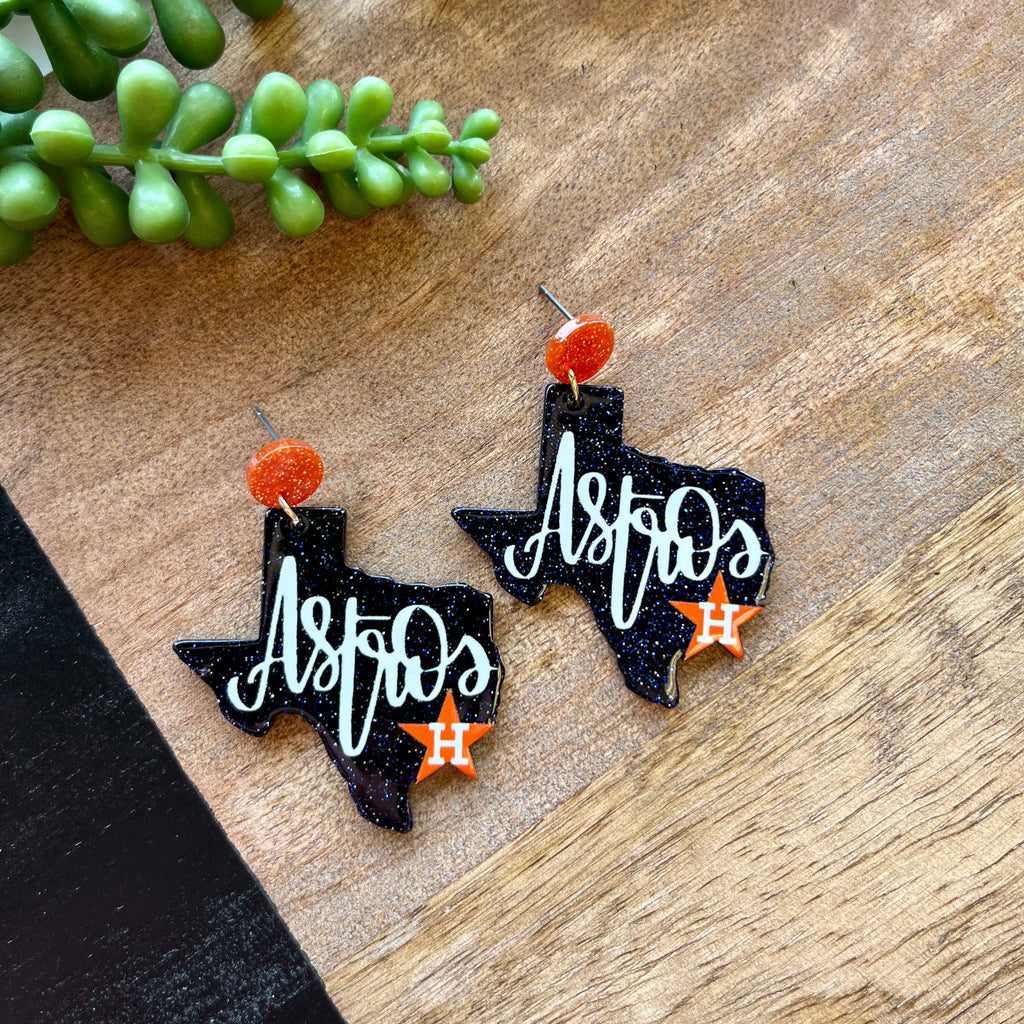 Astros Glitter Texas Acrylic Earrings